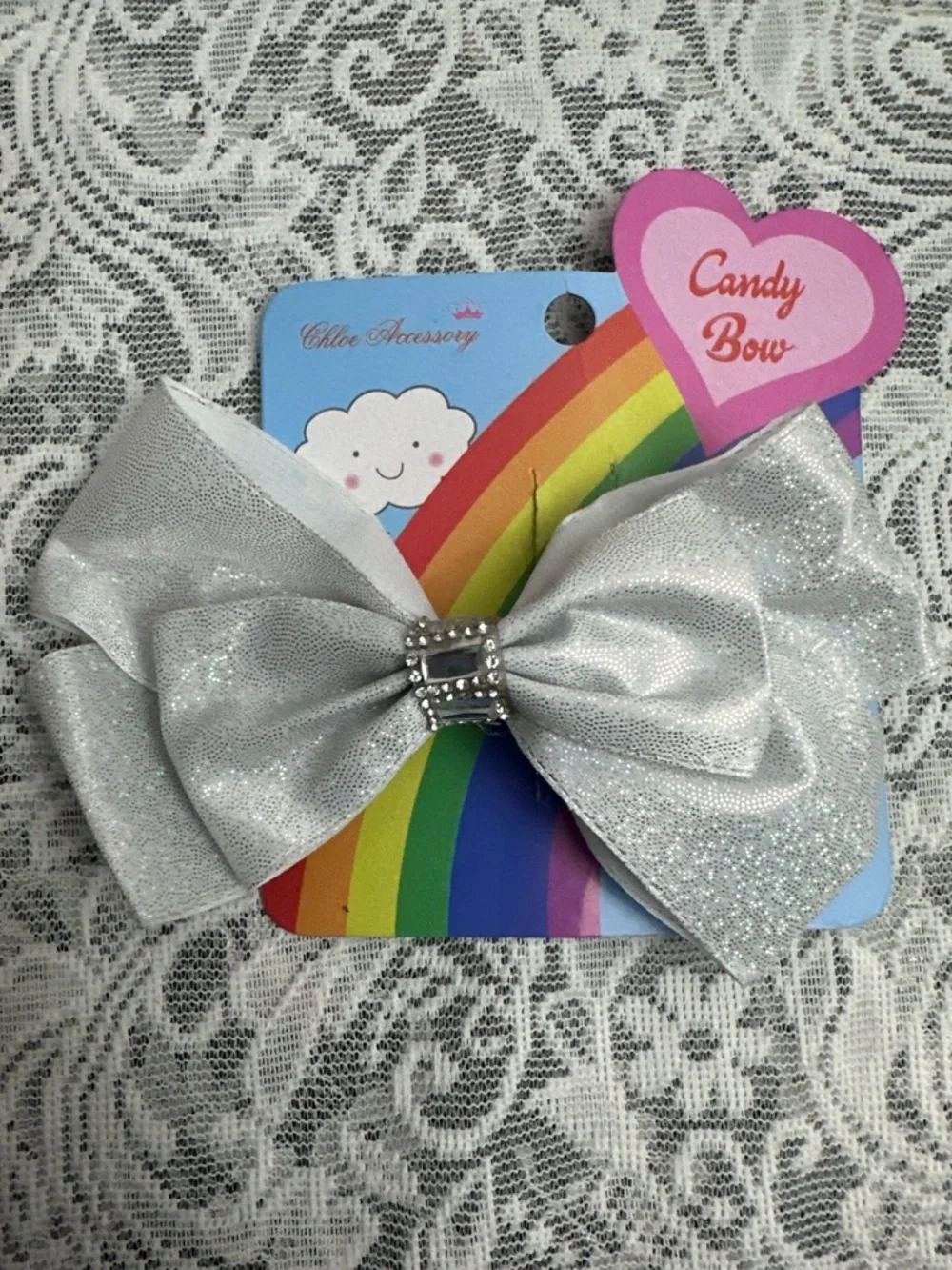 Girls Sparkle Hair Bow Alligator Clips 🎀 4pc Bundle Rhinestone